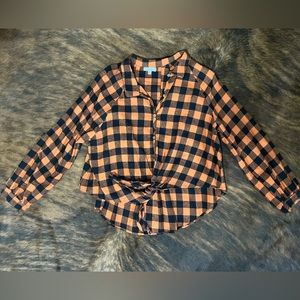 Women’s Small Orange & Black Plaid Shirt.